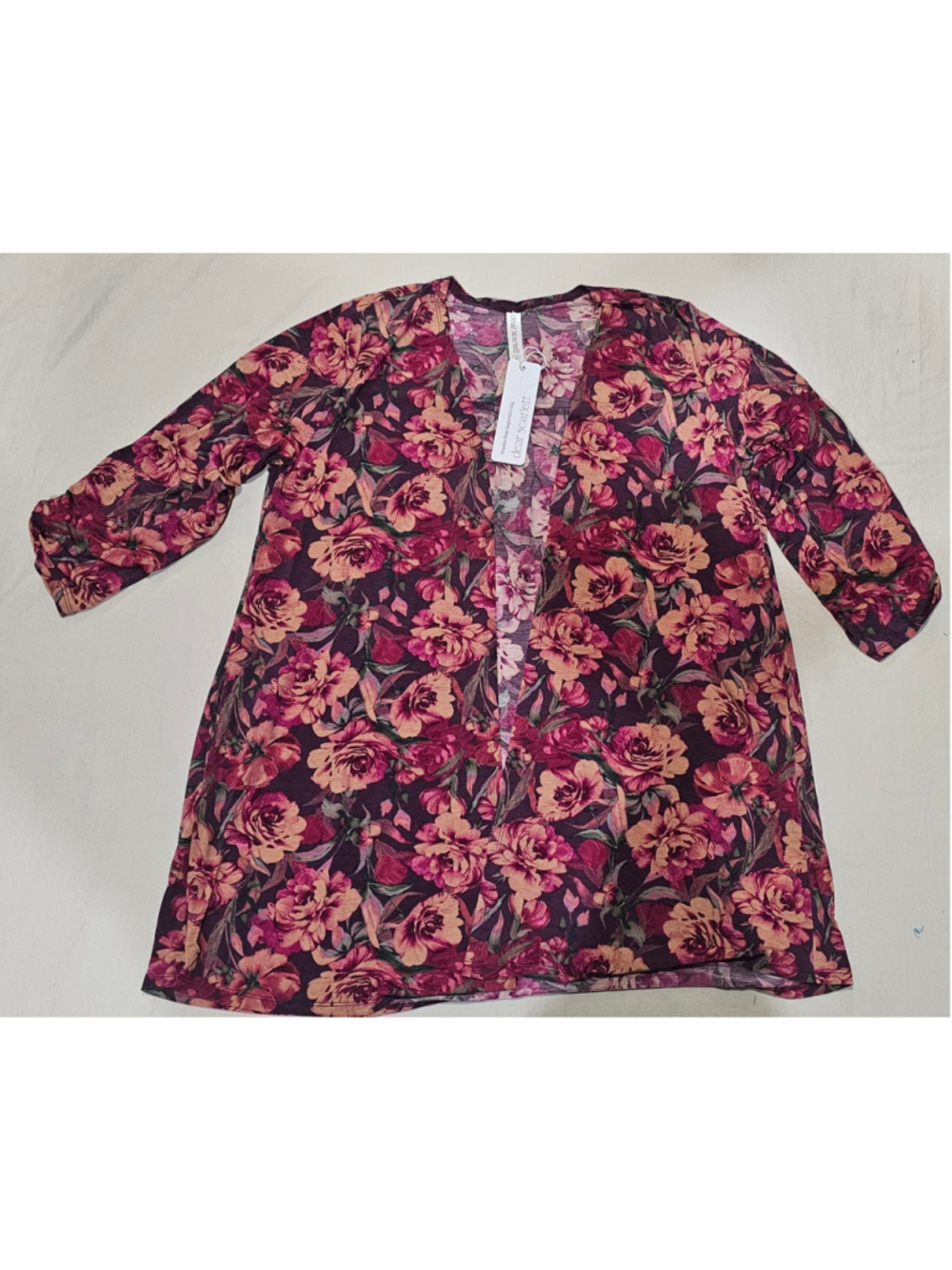 Women's Dear Scarlett Floral Tunic Top size Small Purple Pink